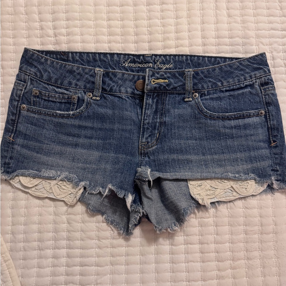 American Eagle Outfitters Women's Distressed Blue Jean Shorts